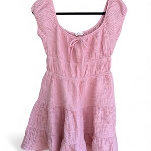Altar’s State Milkmade Babydoll Mini Dress Juniors M Pink Coquette‎ Gauzy